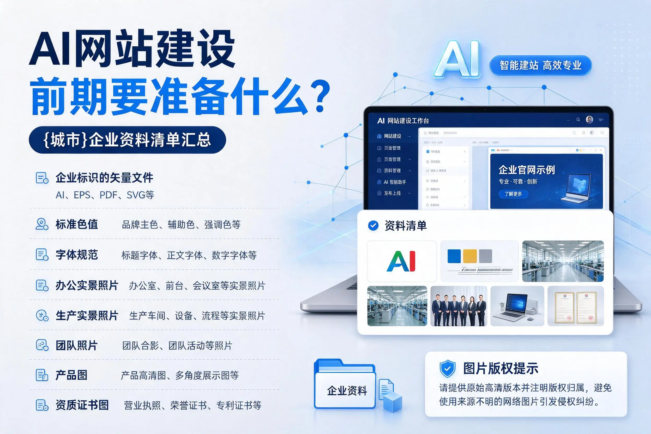 AI网站建设前期要准备什么？金华企业资料清单汇总