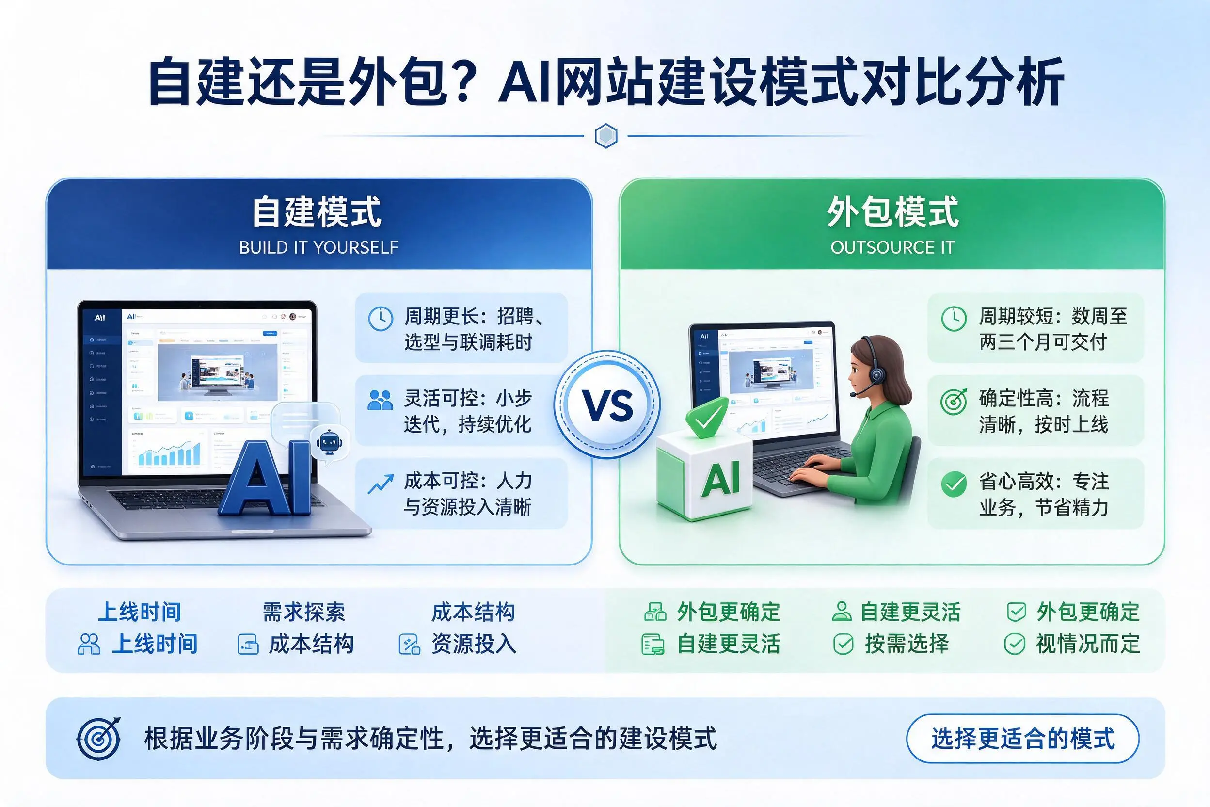 自建还是外包？金华AI网站建设模式对比分析